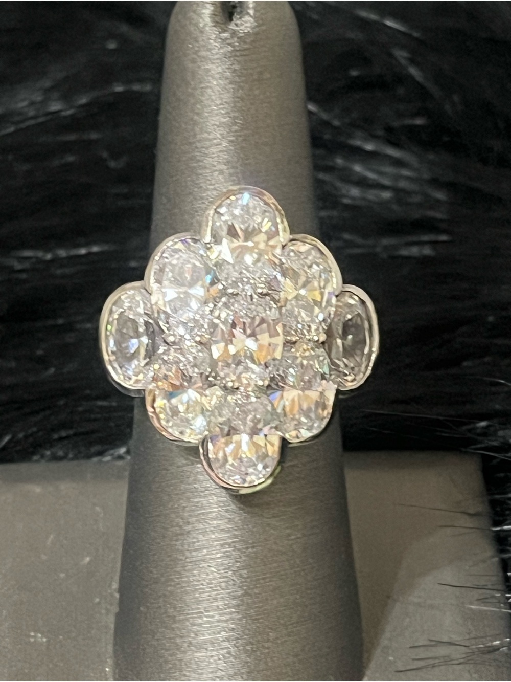 Jose Hess Sterling CZ Clover Cluster Ring